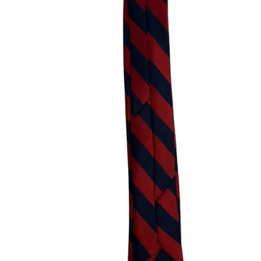 Boys Clip On Tie Red Blue Diagonal Striped Classic Pointed Tie 15-1/2”